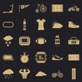 Bicycling icons set, simple style Royalty Free Stock Photo