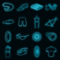 Bicycling icons set vector neon Royalty Free Stock Photo