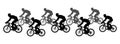 Bicycling. Sport race, silhouette of bicyclists. Vector illustration