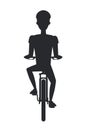 Bicyclist on Bicycle Black Silhouette Isolated White Royalty Free Stock Photo