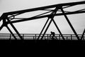 Bicyclist on the Bridge Royalty Free Stock Photo