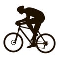 Bicyclist in a helmet vector illustration black silhouette profile Royalty Free Stock Photo