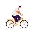 Bicyclist or man rider on bicycle vector image. Royalty Free Stock Photo