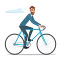 Bicyclist rider hipster man with bike bicycle illustration