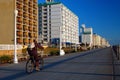 Biking along the boardwalk in Virginia Beach, Virginia