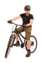 The bicyclist on white. Royalty Free Stock Photo