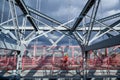 Bicyclist on the Williamsburg Bridge in New York City , USA