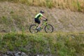 Bicyclists enjoy ride at the Erie Canal canal way trail in Upstate New York Royalty Free Stock Photo