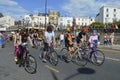 Bicyclists join in the colourful Margate Gay pride Parade Royalty Free Stock Photo