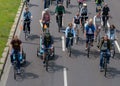 Bicyclists` parade in Magdeburg, Germany am 17.06.2017. Day of action. Many people of different ages ride bicycles in Magdeburg