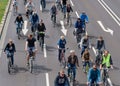 Bicyclists` parade in Magdeburg, Germany am 17.06.2017. Day of action. Many young people ride bicycles