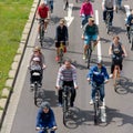 Bicyclists` parade in Magdeburg, Germany am 17.06.2017. Many people with children ride bicycles in city center