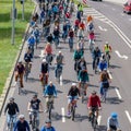 Bicyclists parade in Magdeburg, Germany am 17.06.2017. Many people of different ages ride bicycles in city center.