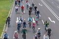 Bicyclists` parade in Magdeburg, Germany am 17.06.2017. Many people of different ages ride bicycles