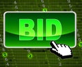 Bid Button Indicates World Wide Web And Auctioning Royalty Free Stock Photo