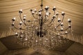 A bid chandelier in a weddings hall