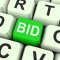 Bid Key Shows Online Auction Or Bidding Royalty Free Stock Photo