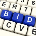 Bid Keys Show Online Bidding Or Auction Royalty Free Stock Photo