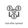 bid-offer spread icon. Trendy modern flat linear vector bid-offer spread icon on white background from thin line Bid offer spread Royalty Free Stock Photo