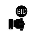 Bidding black glyph icon