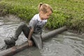 Child Mud Race in Biddinghuizen Royalty Free Stock Photo