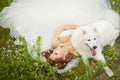 Bride with Samoyed