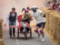 BIDEFORD, DEVON, ENGLAND - JUNE 18 2023: Unstable vehicle participating in the annual Soapbox Derby fun race event.