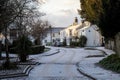 BIDEFORD, DEVON, UK - JANUARY 18TH 2024: Residential street after hailstorm, Cold, wintry weather causing traffic Royalty Free Stock Photo