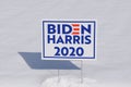 Biden Harris Presidential sign in the snowbank