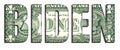 BIDEN President Concept Word 1 US Dollar Banknote Money Texture on White Background
