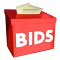 Bids Collecting Vendor Contractor Supplier Pricing Box 3d Illustration Royalty Free Stock Photo