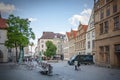 BIELEFELD, GERMANY. JUNE 12, 2021. Beautiful view to a Old market square. Cruewell house facade