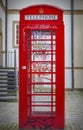 BIELEFELD, GERMANY. JUNE 12, 2021. Traditional red english phone station on the Old Market square