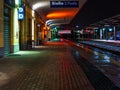 Train station in the night rain Royalty Free Stock Photo