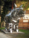 Biennial 2017 Imposing metal sculpture of a rhinoceros Giardini Venice Italy