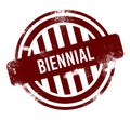 biennial - red round grunge button, stamp