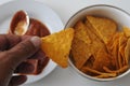 Bienvenido mexico cocica mexico tortilla chips chilii and salsa dip