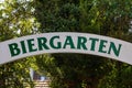 Biergarten Beer Garden Germany Traditional Green Sign Outside