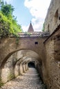 Gate with archways at the Saxon UNESCO World Heritage Site of Biertan Fortified Church. Sibiu County, Transylvania, Romania Royalty Free Stock Photo