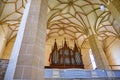 Interior with organ, rib-vaulted ceiling, and pillars in the Biertan fortified church Biserica fortificata din Biertan