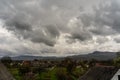 Biew on a Beautiful dramatic sky over mountain valley Royalty Free Stock Photo