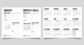 A bifold planner showcasing a monthly goals section and a calendar for each month. Royalty Free Stock Photo