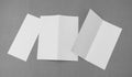 Bifold white template paper on gray background .