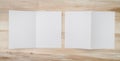 .Bifold white template paper on wood texture