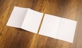 .Bifold white template paper on wood texture