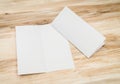 .Bifold white template paper on wood texture