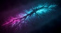 Bifurcating neon energy tree in pink and cyan Royalty Free Stock Photo
