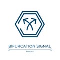 Bifurcation signal icon. Linear vector illustration from signals set collection. Outline bifurcation signal icon vector. Thin line