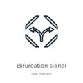 Bifurcation signal icon. Thin linear bifurcation signal outline icon isolated on white background from user interface collection.