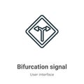 Bifurcation signal outline vector icon. Thin line black bifurcation signal icon, flat vector simple element illustration from